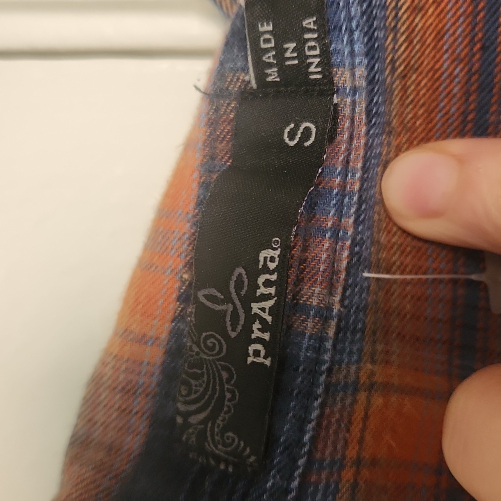Prana Brown And Orange Plaid Button Down Size Small - Picture 4 of 7